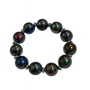 Vintage Faux Peacock Pearls Stretch Bracelet
